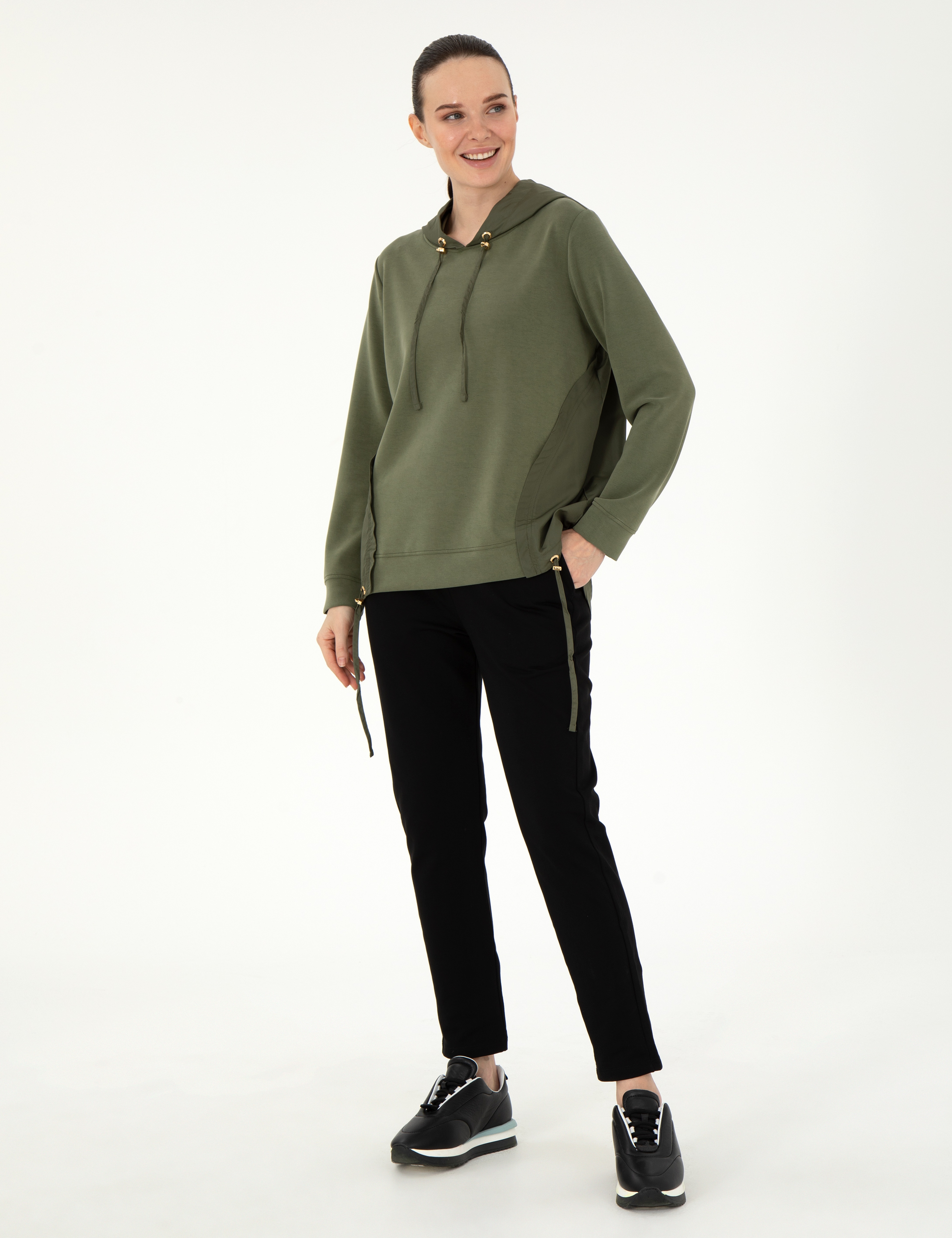 Haki Comfort Fit Modal Kumaş Sweatshirt - Image 4