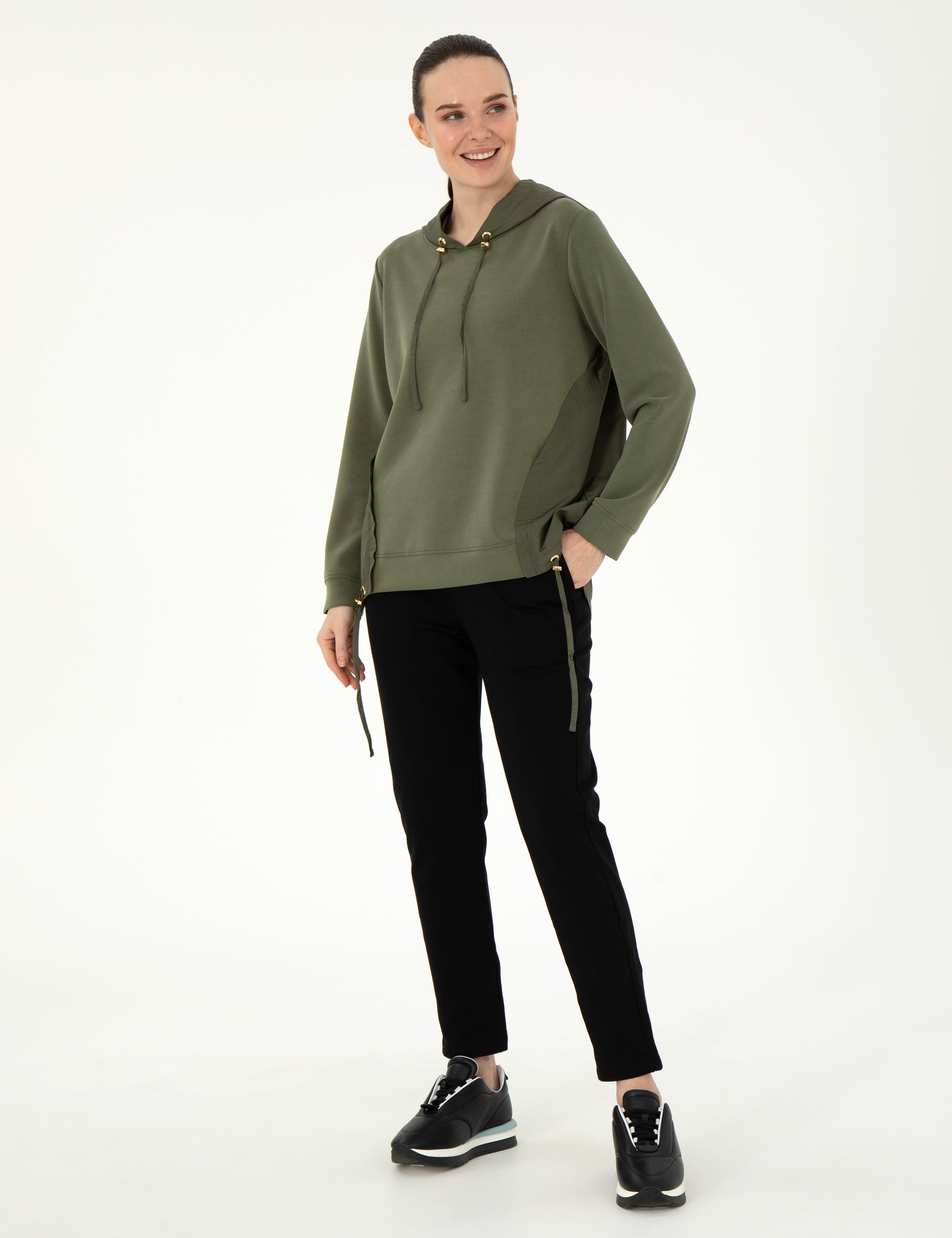 Haki Comfort Fit Modal Kumaş Sweatshirt