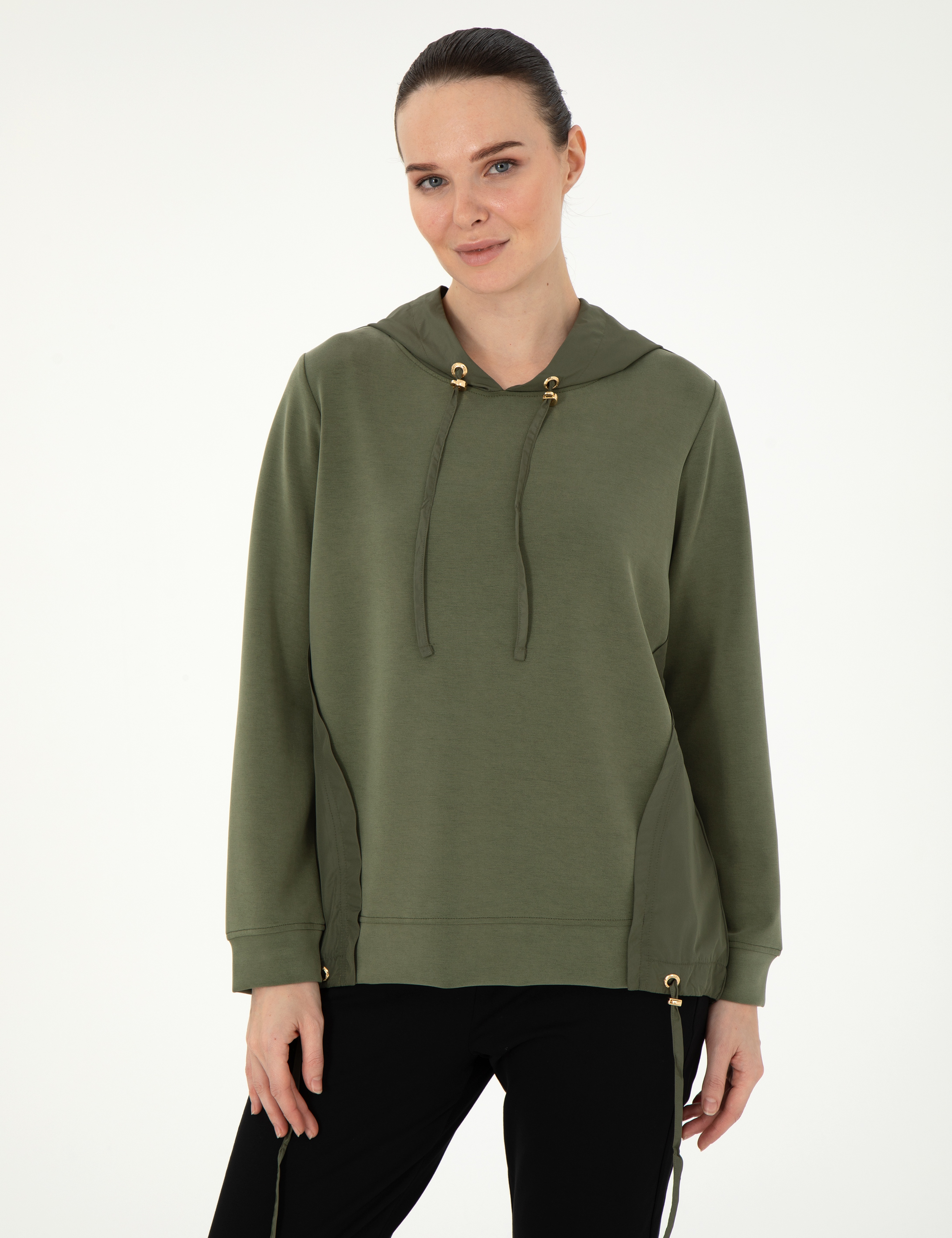 Haki Comfort Fit Modal Kumaş Sweatshirt - Image 1