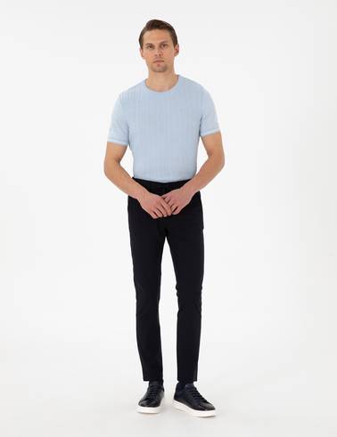 Lacivert Slim Esnek Jogger Fit Kanvas Pantolon