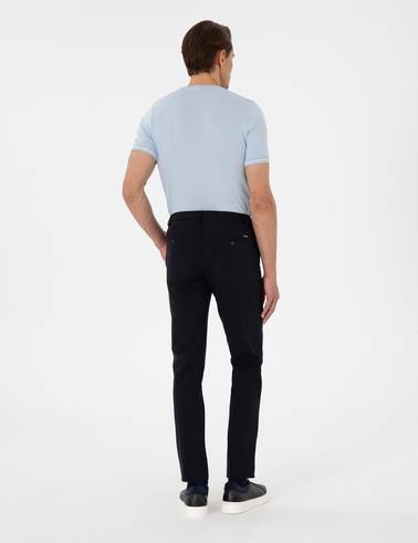 Lacivert Slim Esnek Jogger Fit Kanvas Pantolon