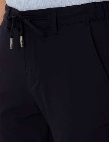 Lacivert Slim Esnek Jogger Fit Kanvas Pantolon