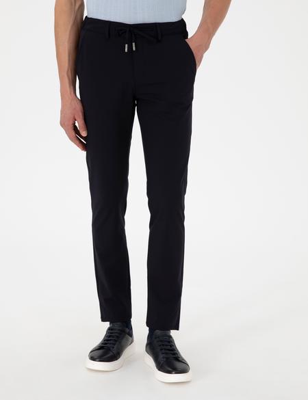 Lacivert Slim Esnek Jogger Fit Kanvas Pantolon - 50305839064