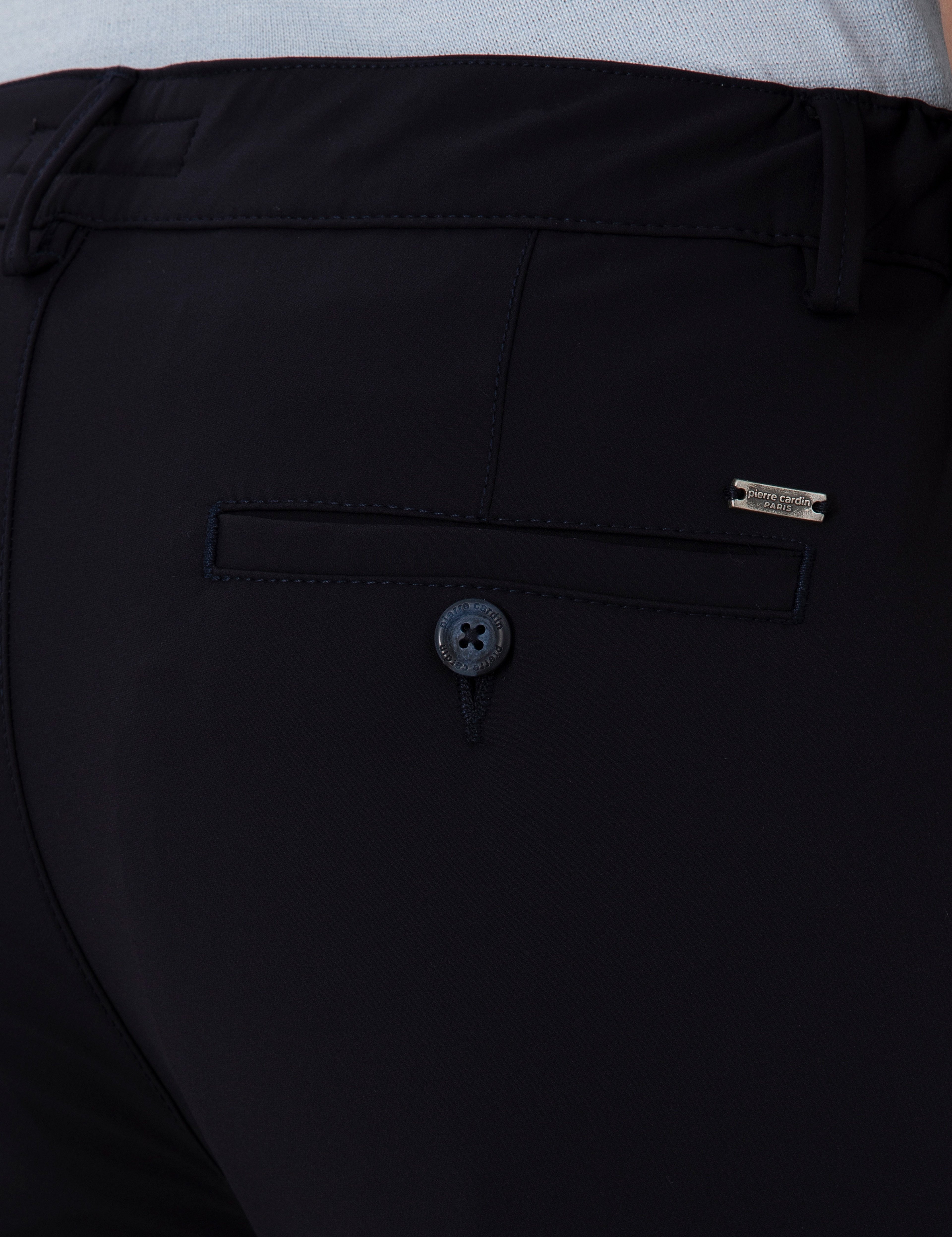 Lacivert Slim Esnek Jogger Fit Kanvas Pantolon - Image 6