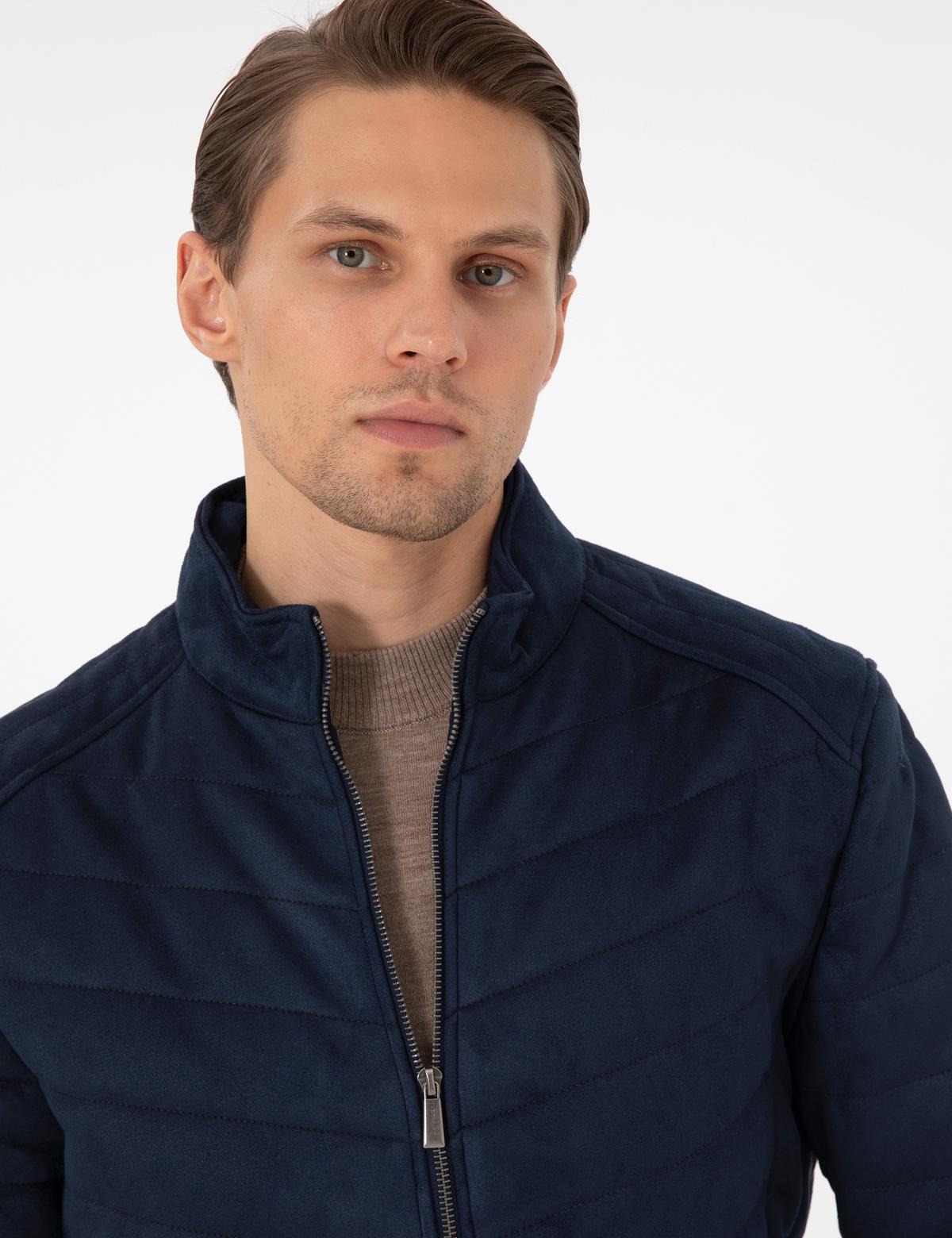 Lacivert Suni Deri Ceket - 50300519014