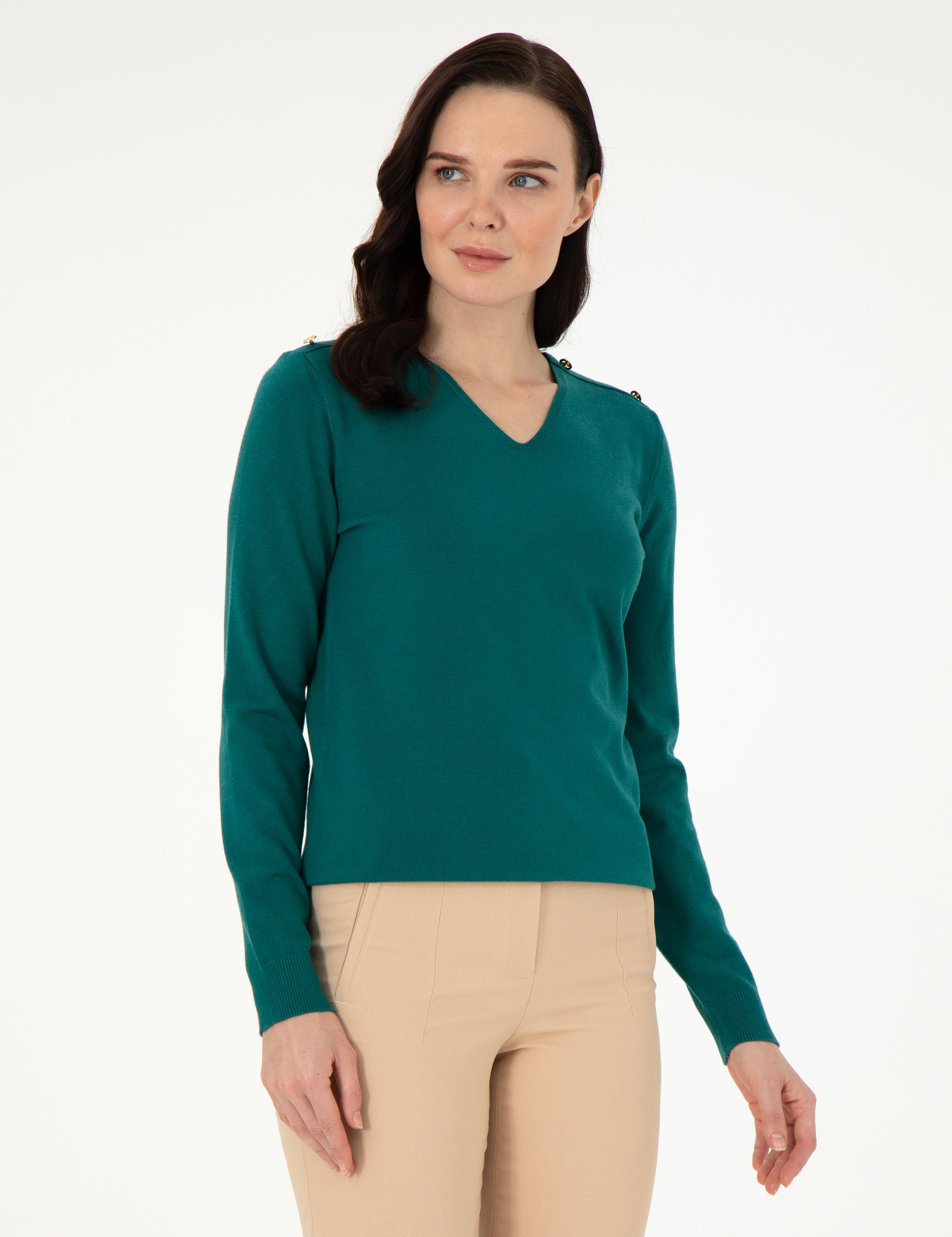 Koyu Yeşil Ex. Slim Fit Basic Kazak