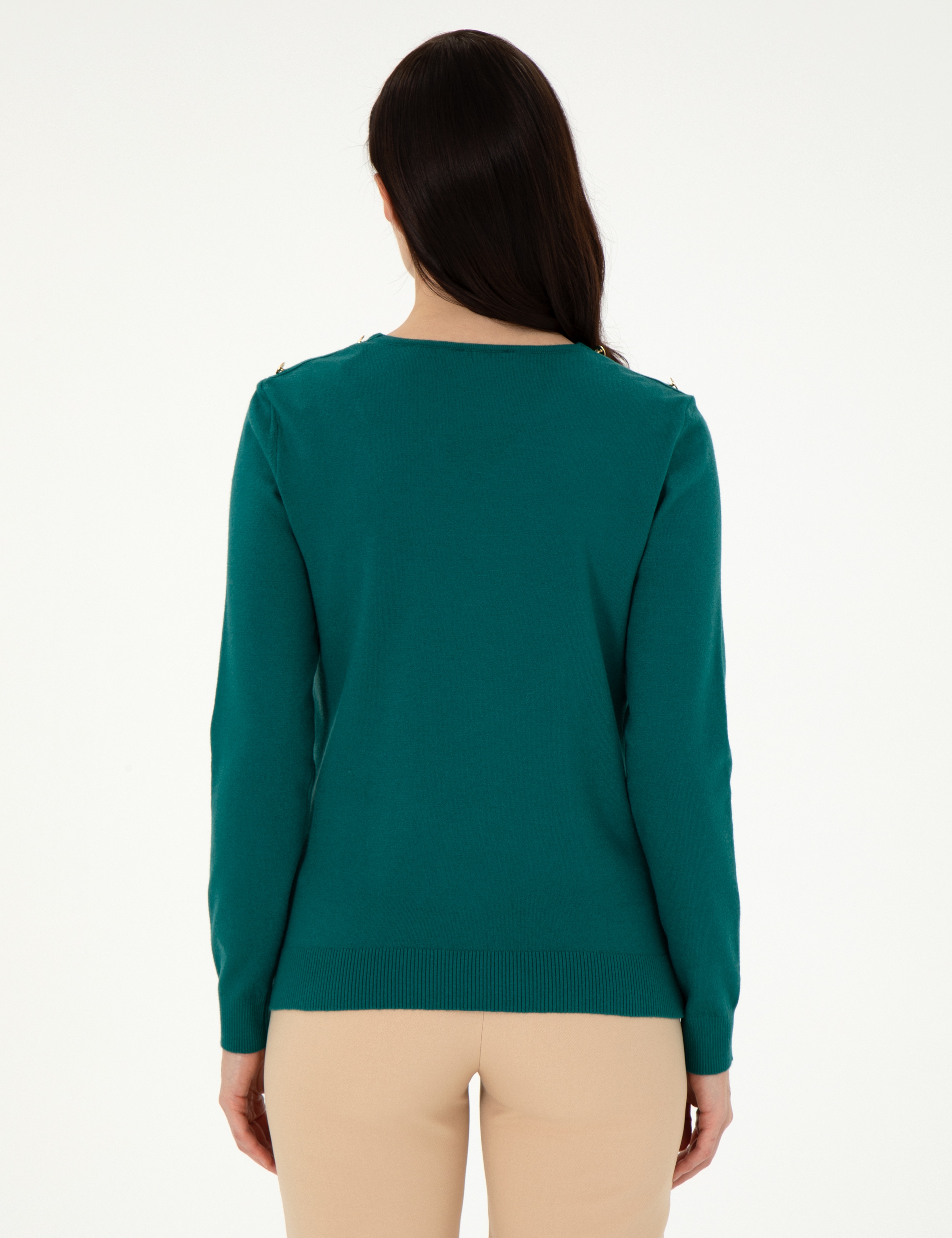 Koyu Yeşil Extra Slim Fit Basic Kazak