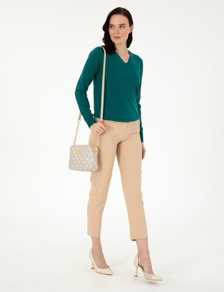 Koyu Yeşil Ex. Slim Fit Basic Kazak - 50290577035