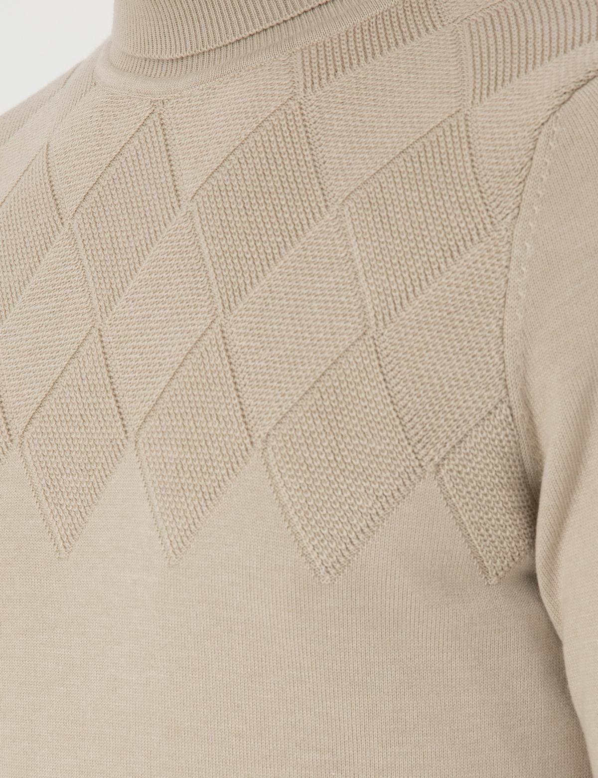 Kum Melanj Slim Fit Balıkçı Yaka Triko Kazak - 50300507018