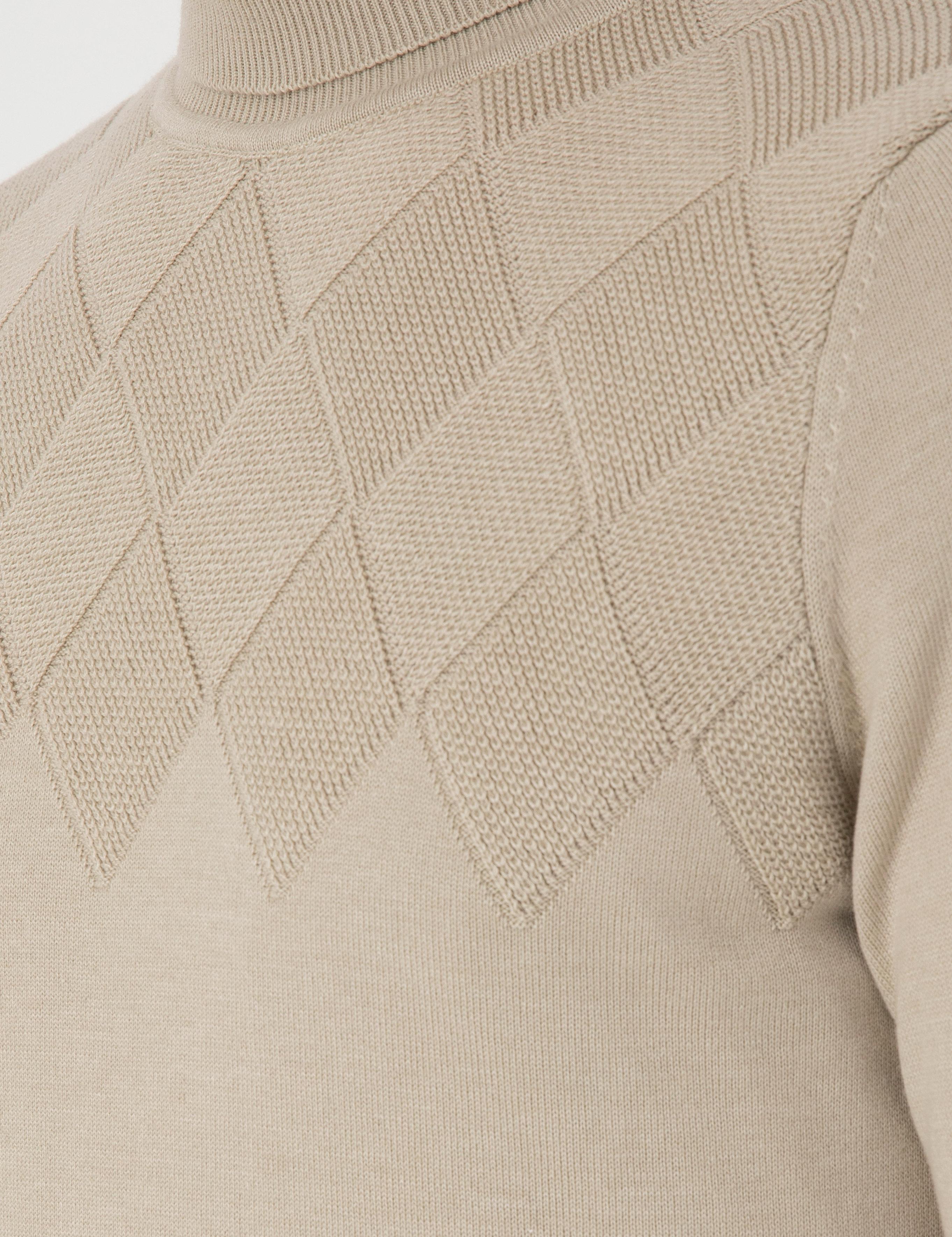 Kum Melanj Slim Fit Balıkçı Yaka Triko Kazak