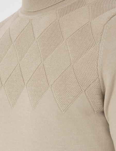 Kum Melanj Slim Fit Balıkçı Yaka Triko Kazak - 50300507018