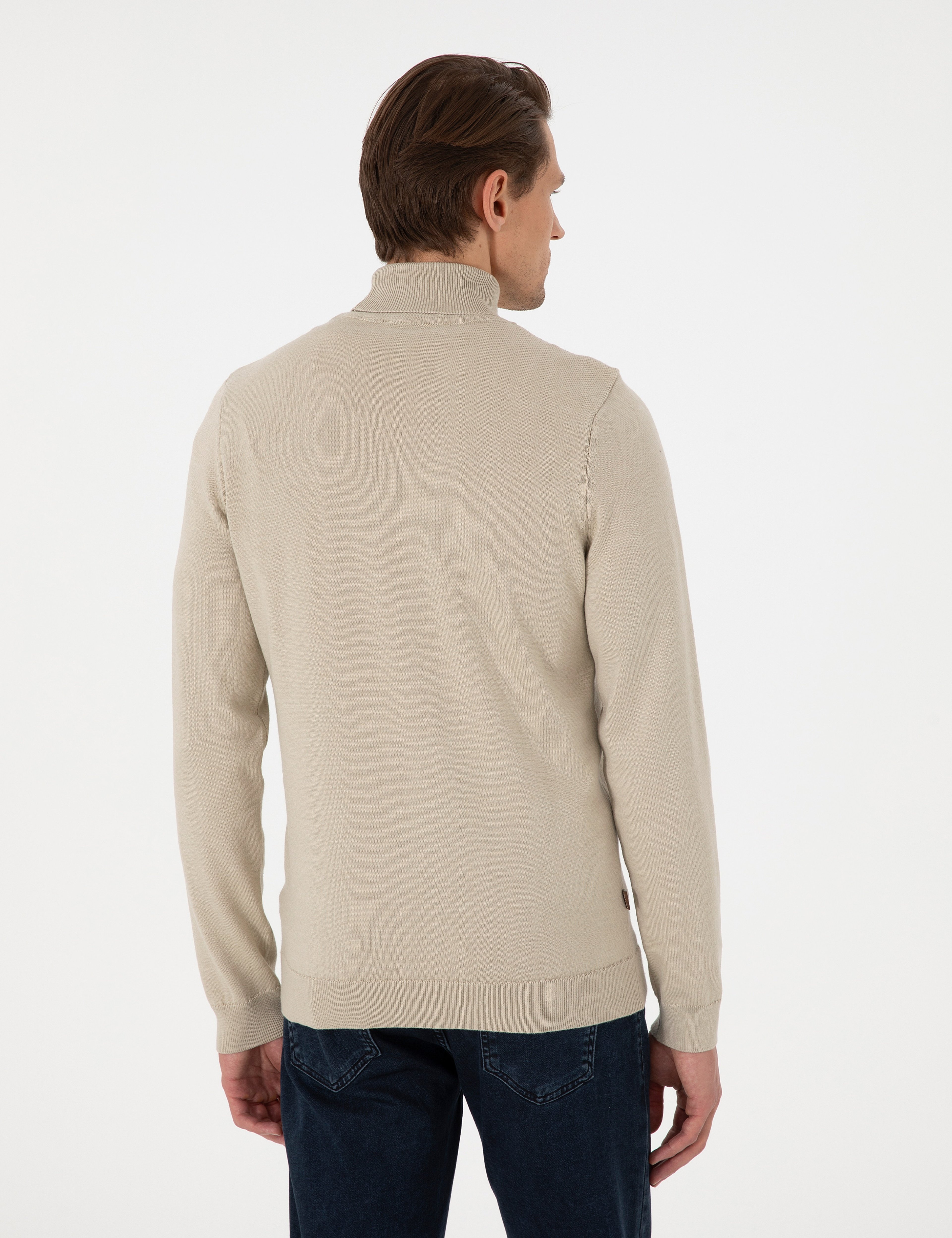 Kum Melanj Slim Fit Balıkçı Yaka Triko Kazak - Image 5
