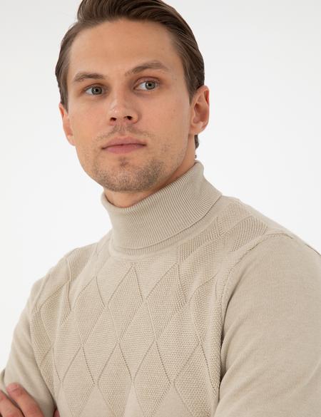 Kum Melanj Slim Fit Balıkçı Yaka Triko Kazak - 50300507018