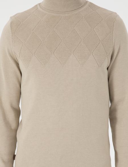 Kum Melanj Slim Fit Balıkçı Yaka Triko Kazak - 50300507018