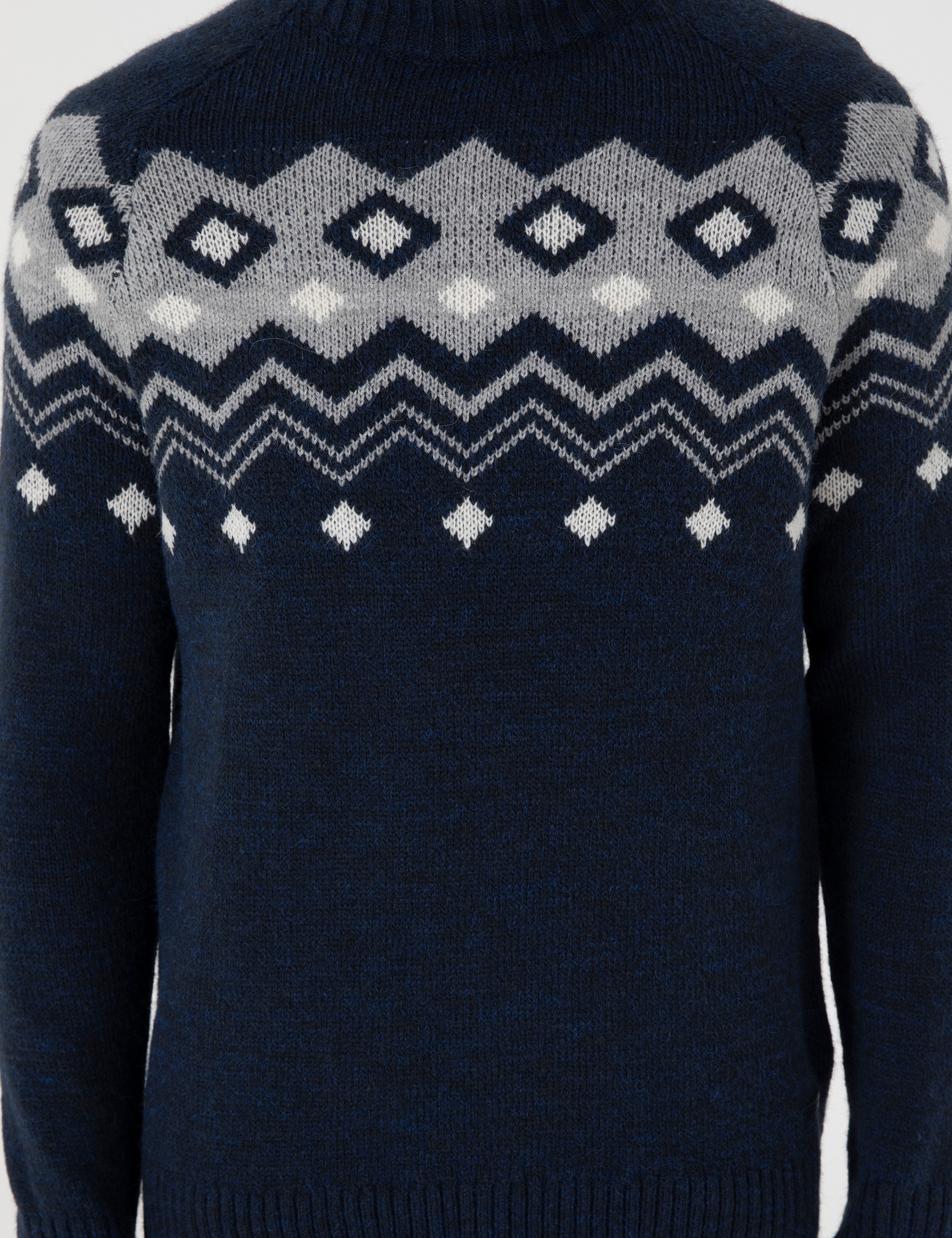 Lacivert Slim Fit Çeyrek Yaka Triko Kazak - Image 6