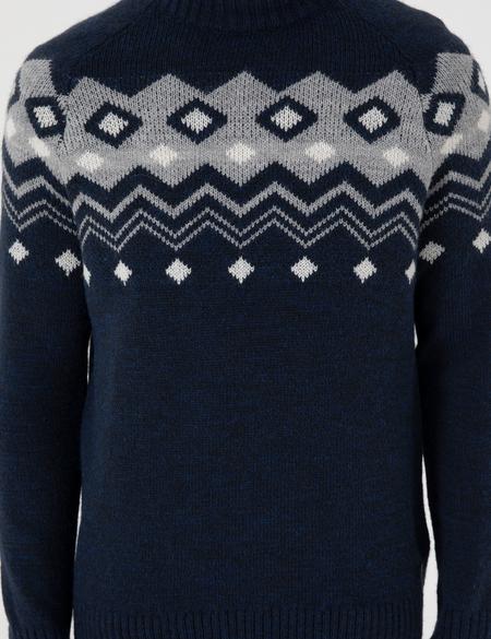 Lacivert Slim Fit Çeyrek Yaka Triko Kazak - 50296448011