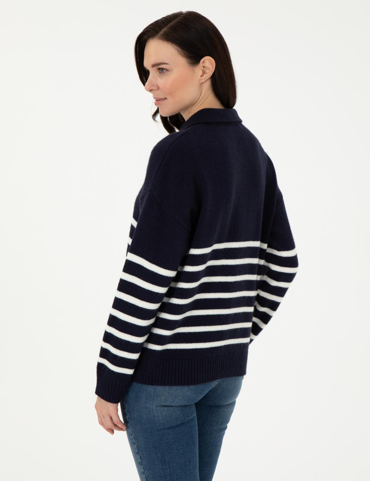 Lacivert Comfort Fit Polo Yaka Kazak - 50300147007