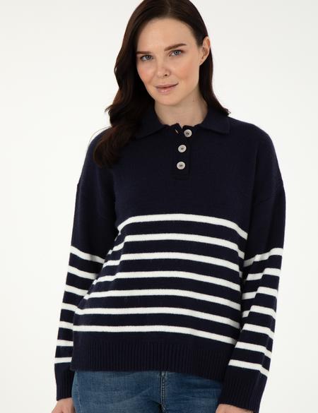 Lacivert Comfort Fit Polo Yaka Kazak - 50300147007