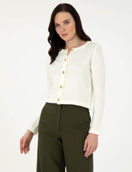 Ekru Crop Top Triko Hırka - 50300079006