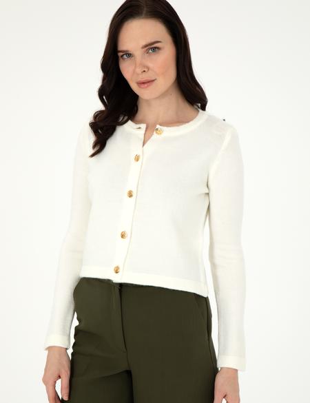 Ekru Crop Top Triko Hırka - 50300079006