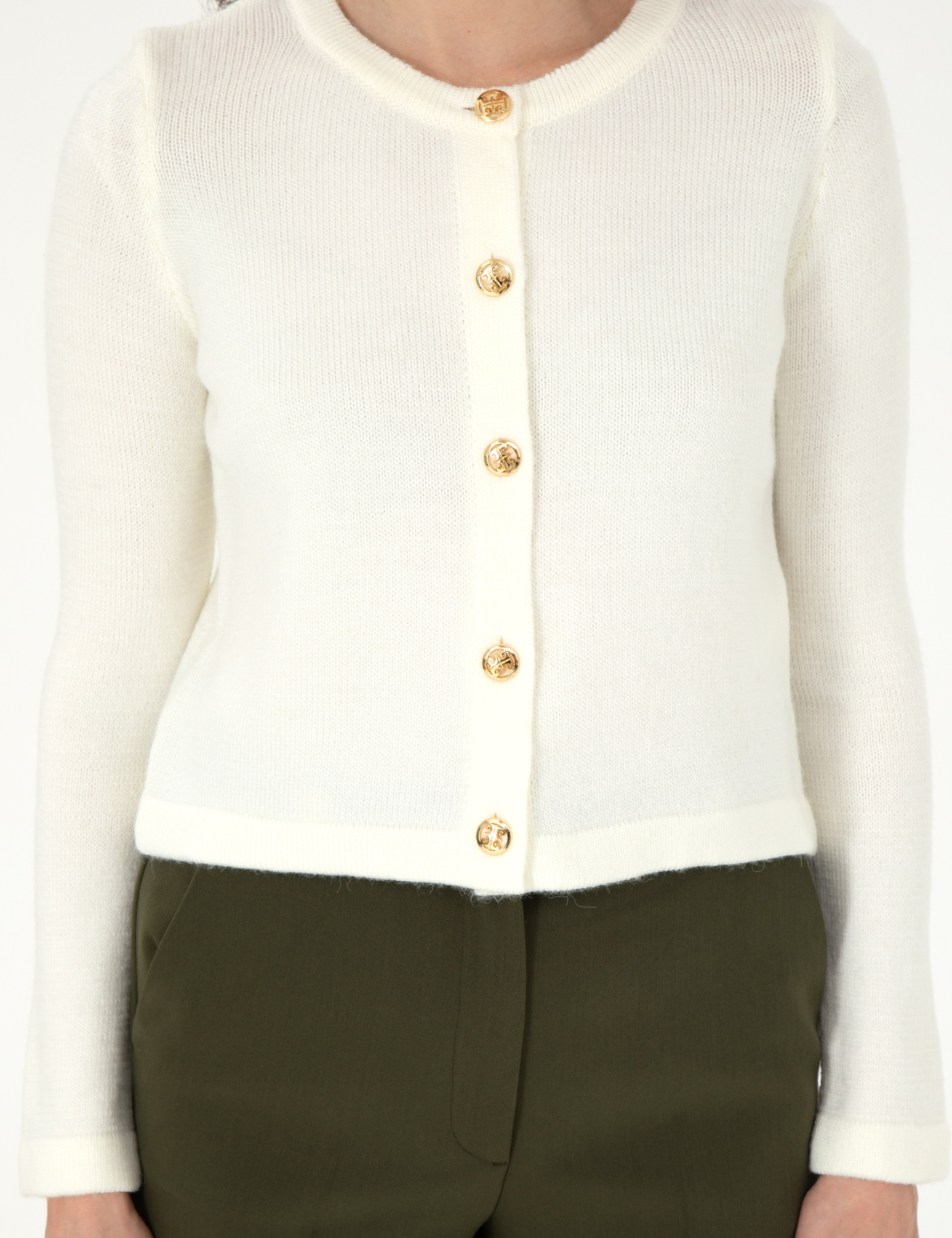 Ekru Crop Top Triko Hırka