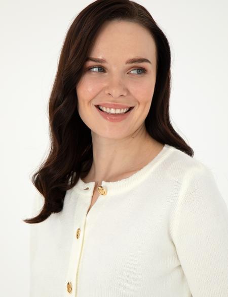 Ekru Crop Top Triko Hırka - 50300079006