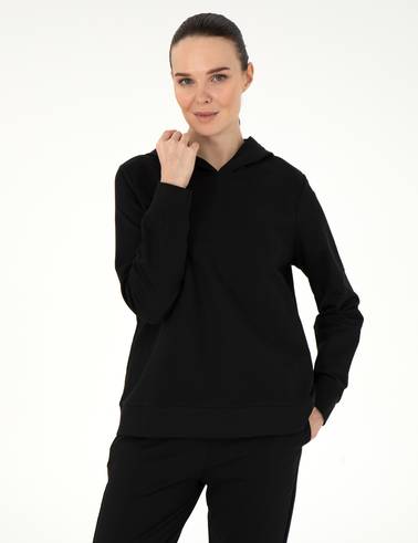 Siyah Oversize Kapüşonlu Sweatshirt
