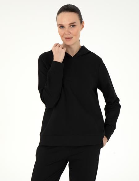 Siyah Oversize Kapüşonlu Sweatshirt - 50308067007