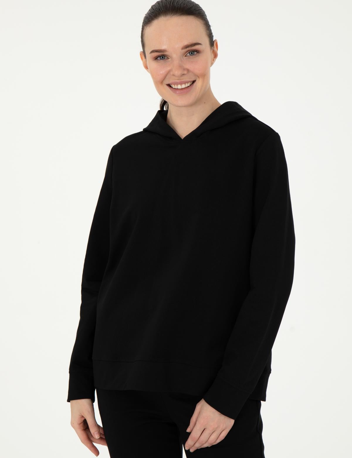 Siyah Oversize Kapüşonlu Sweatshirt - 50308067007