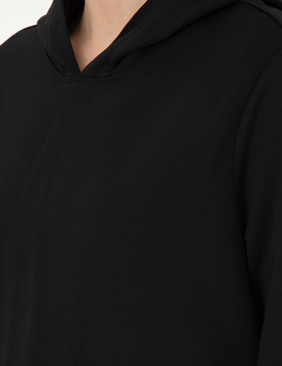 Siyah Oversize Kapüşonlu Sweatshirt