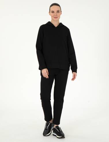 Siyah Oversize Kapüşonlu Sweatshirt