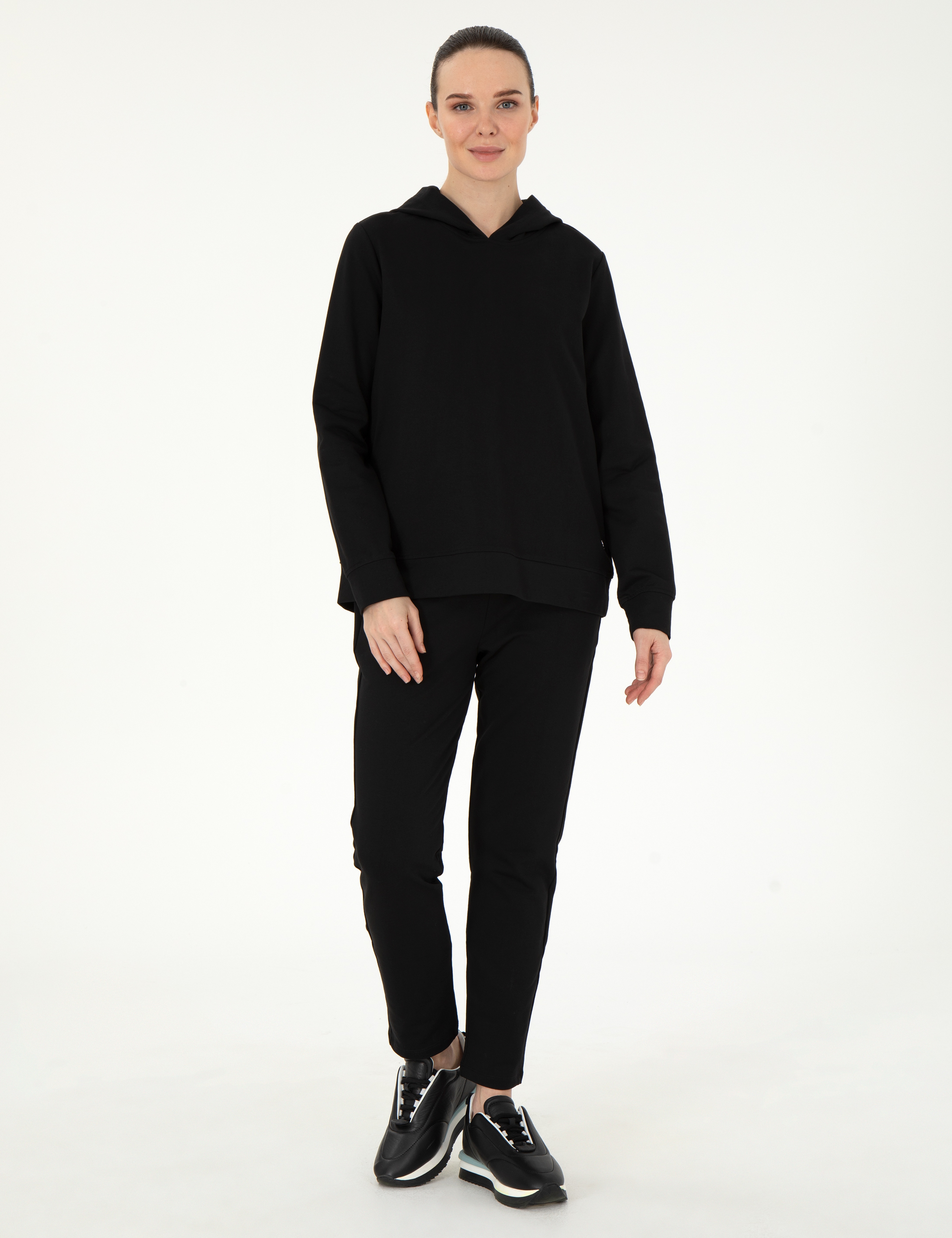 Siyah Oversize Kapüşonlu Sweatshirt