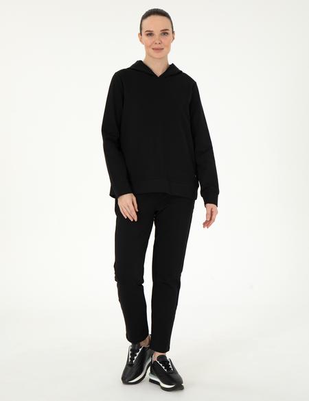 Siyah Oversize Kapüşonlu Sweatshirt - 50308067007