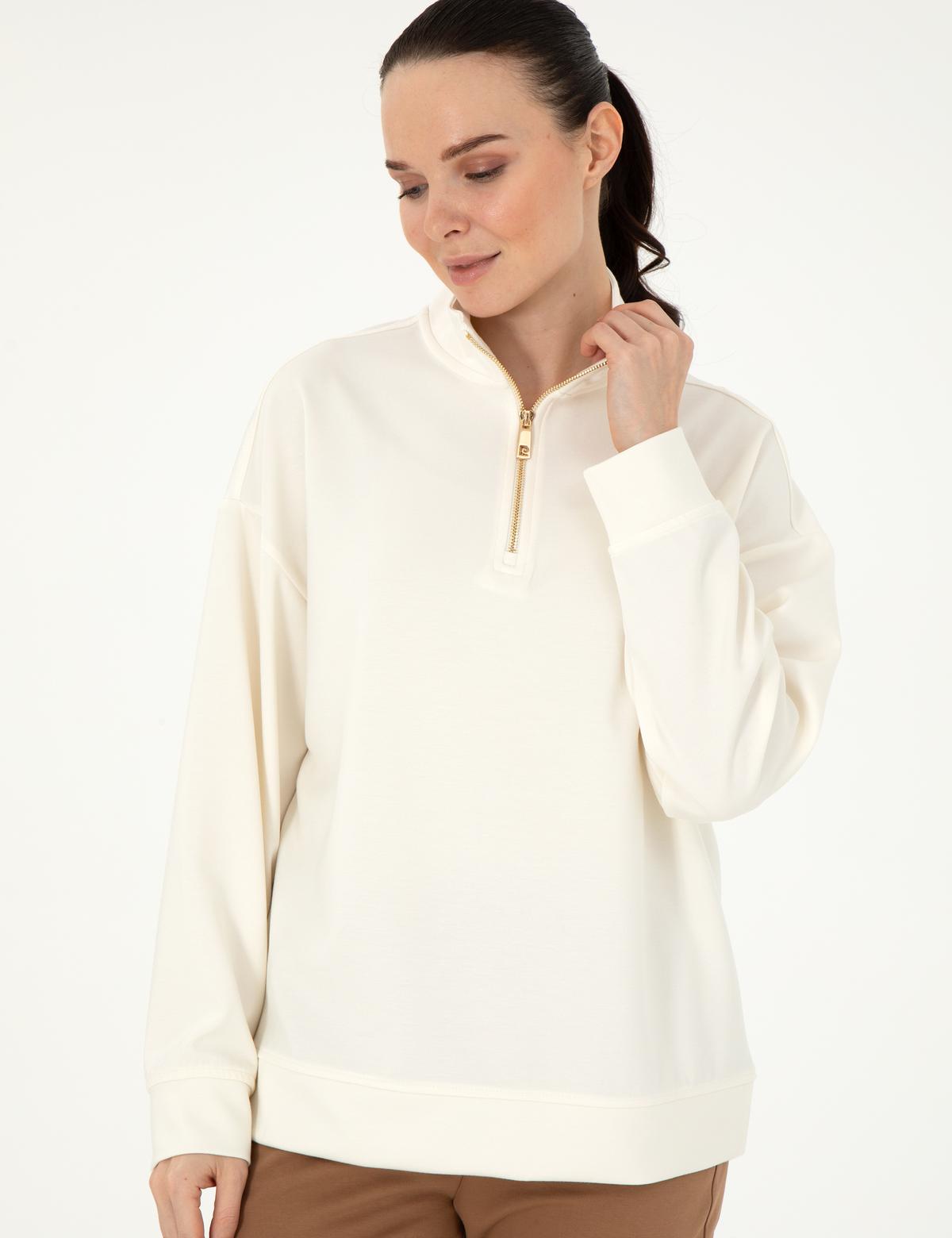 Ekru Regular Fit Modal Kumaş Sweatshirt - 50308116016