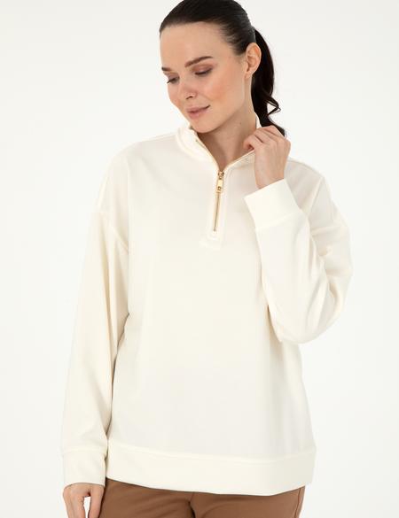 Ekru Regular Fit Modal Kumaş Sweatshirt - 50308116016