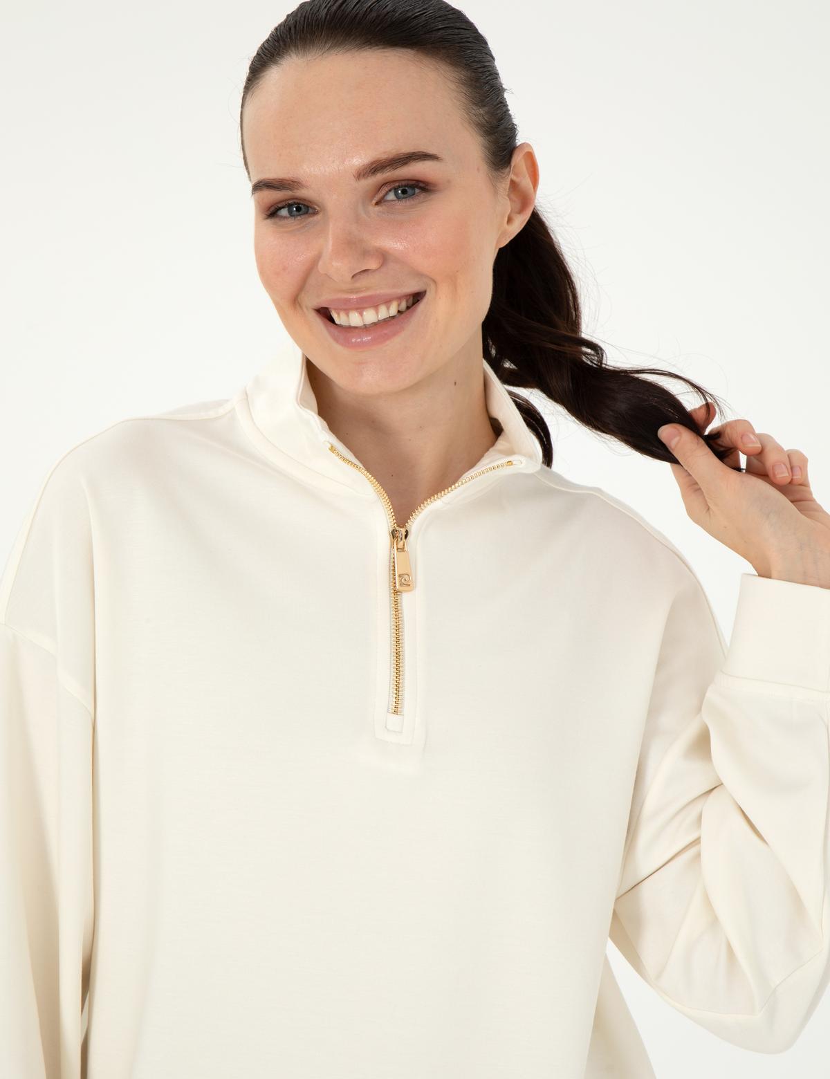 Ekru Regular Fit Modal Kumaş Sweatshirt - 50308116016