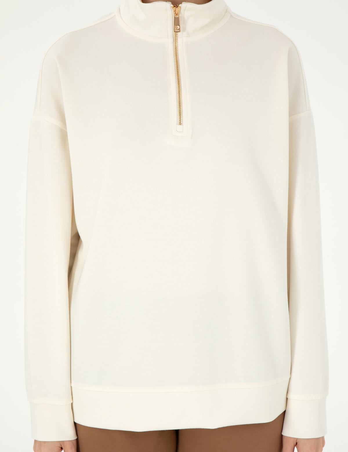 Ekru Regular Fit Modal Kumaş Sweatshirt - 50308116016