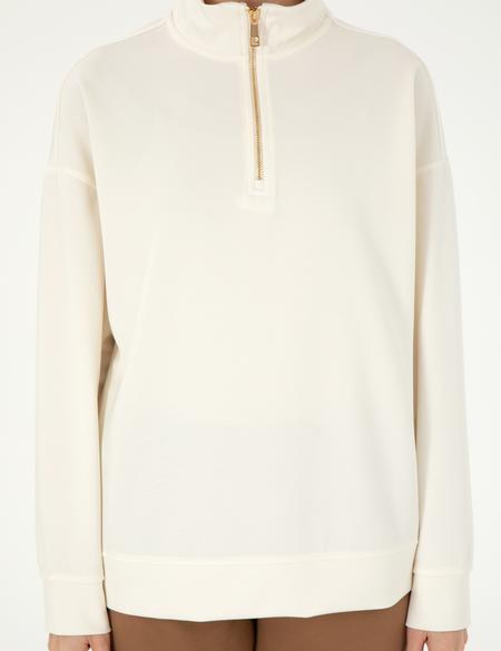 Ekru Regular Fit Modal Kumaş Sweatshirt - 50308116016