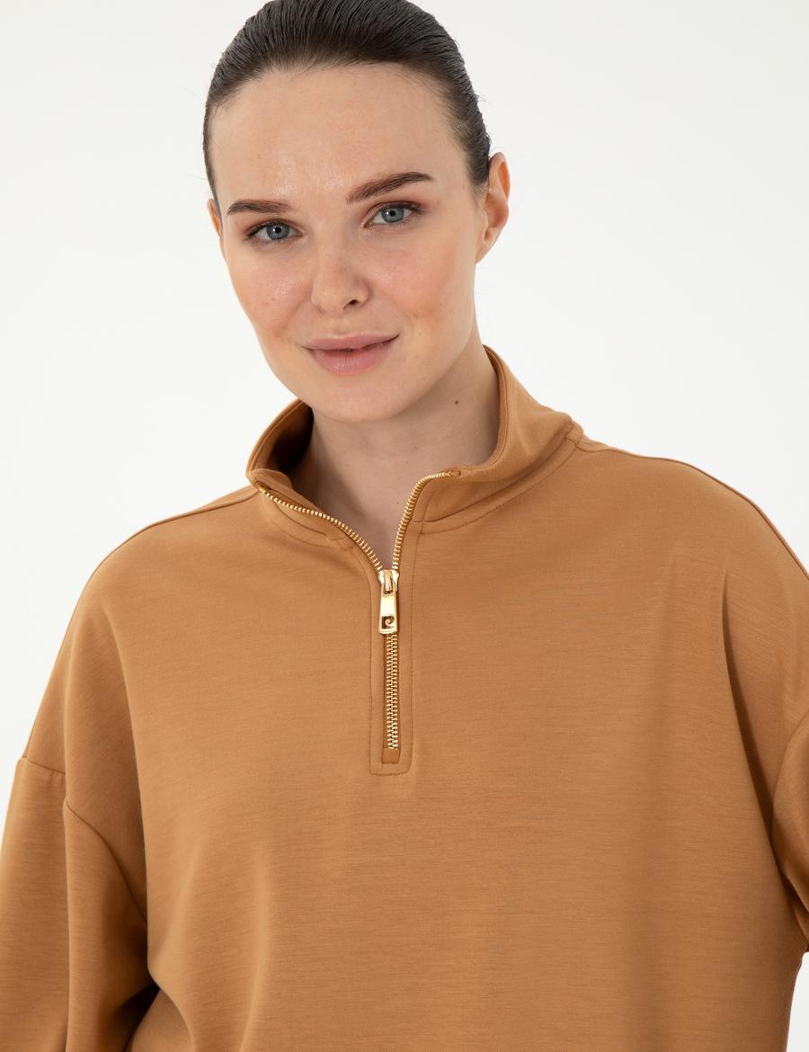 Camel Regular Fit Modal Kumaş Sweatshirt