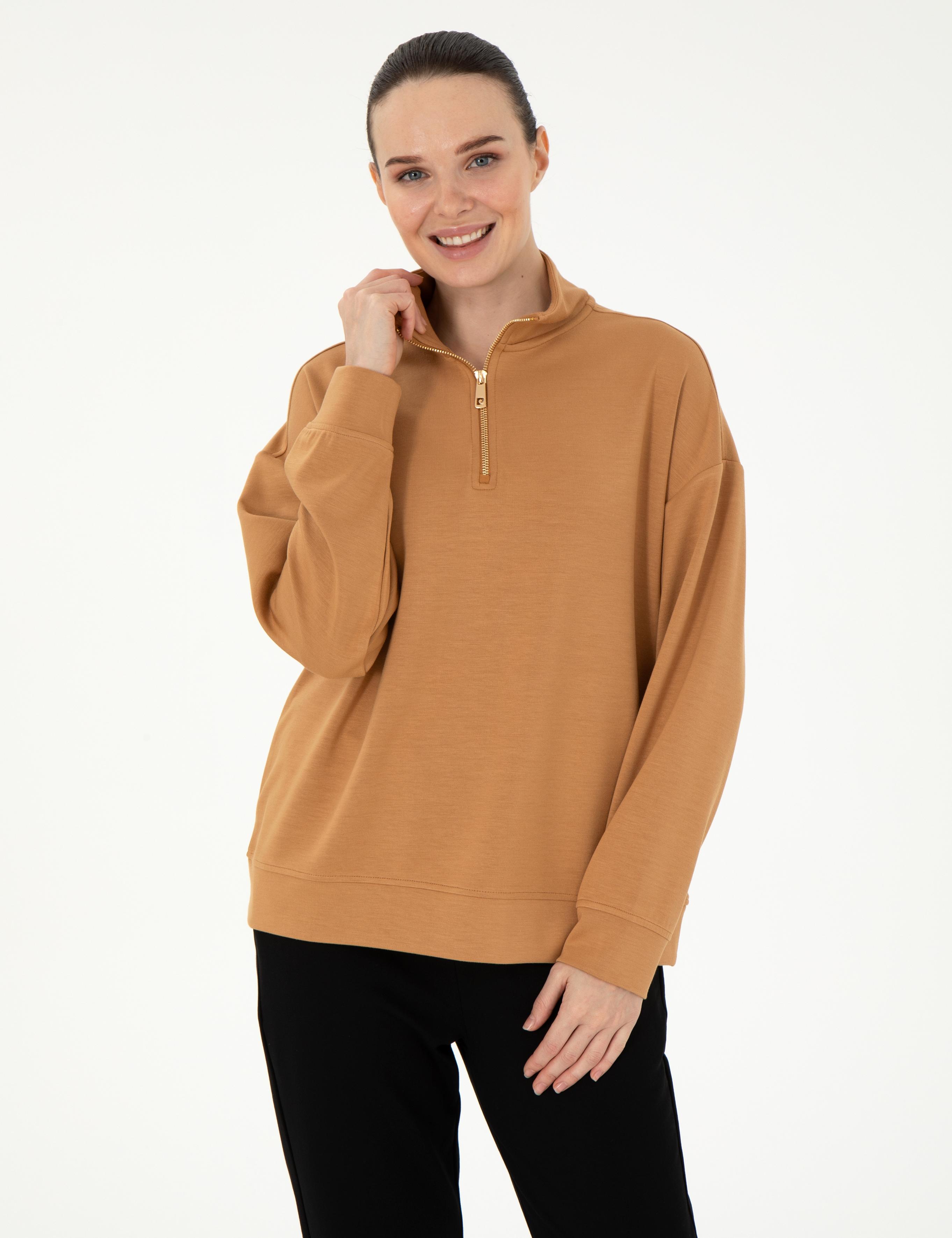 Camel Regular Fit Modal Kumaş Sweatshirt