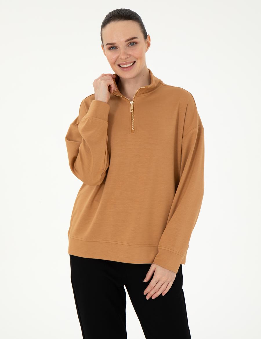 Camel Regular Fit Modal Kumaş Sweatshirt