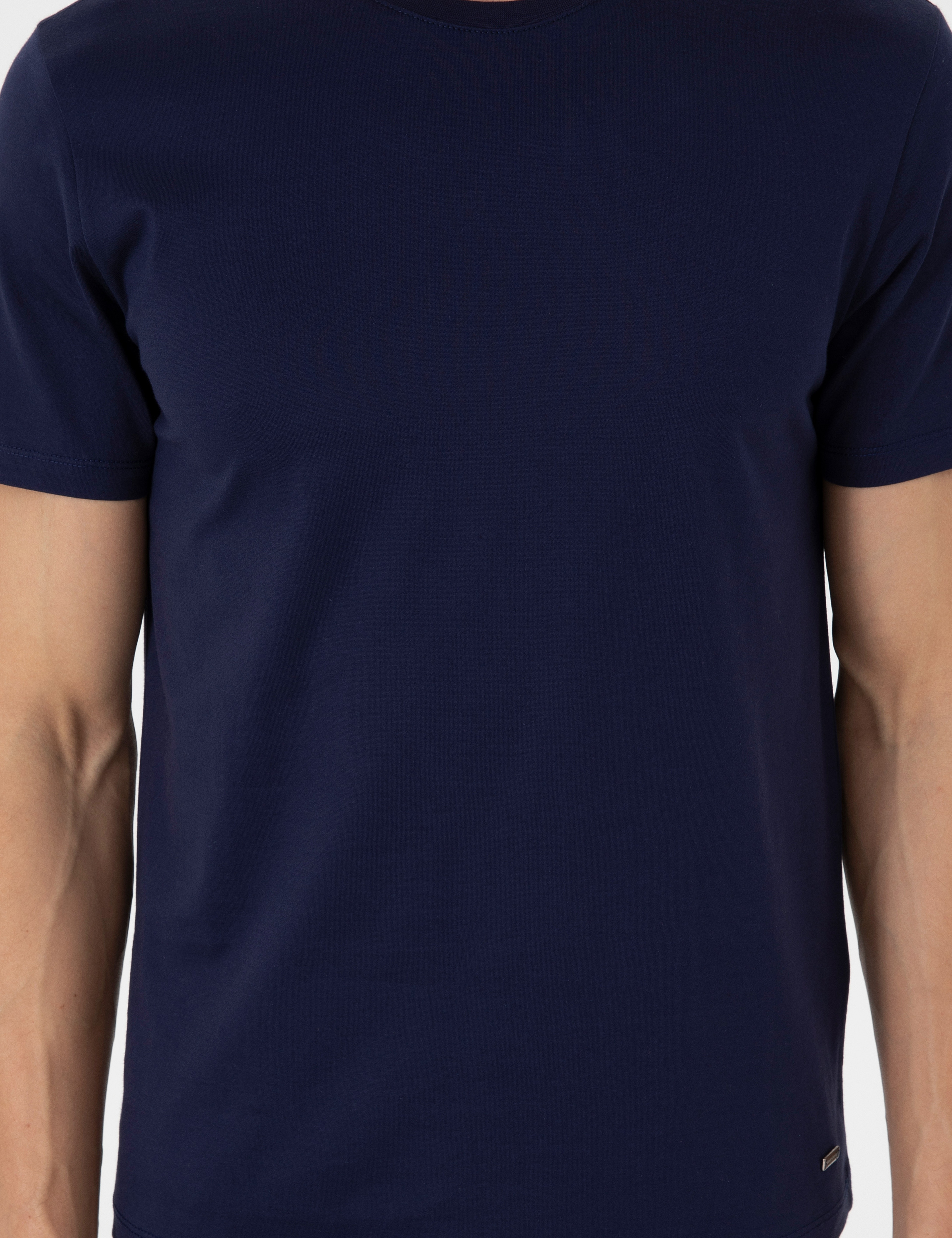 Lacivert Slim Fit %100 Pamuk Bisiklet Yaka Tişört - Image 6