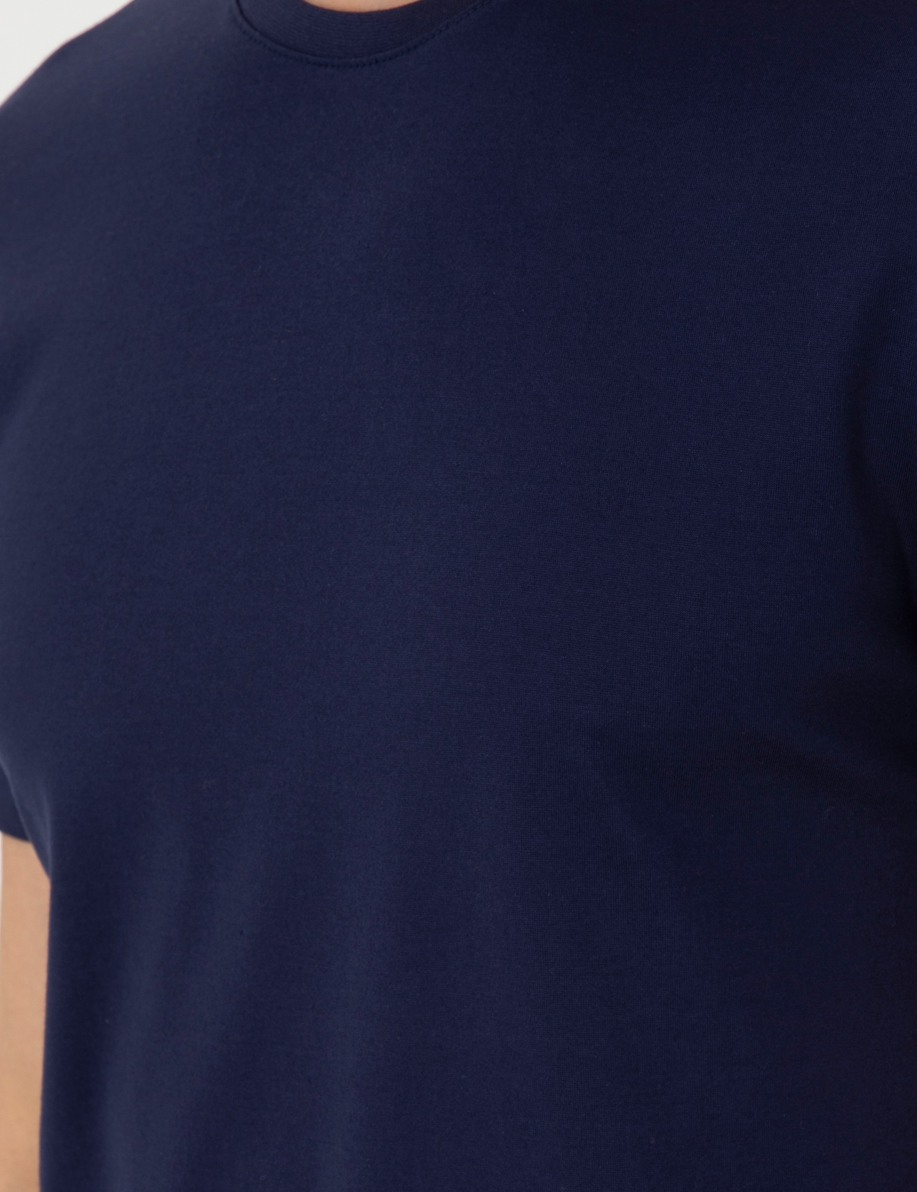 Lacivert Slim Fit %100 Pamuk Bisiklet Yaka Tişört - Image 7