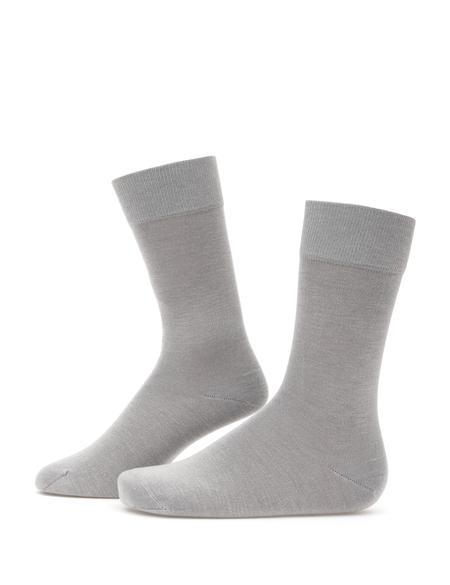Erkek Bambu Karışımlı Gri Soket Basic Çorap - 50291774003