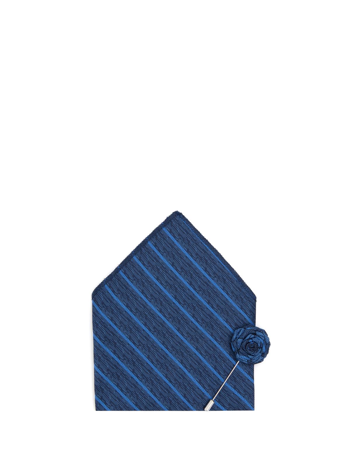 Lacivert 3'lü Kravat-Mendil-Kravat İğnesi Set - 50309592001