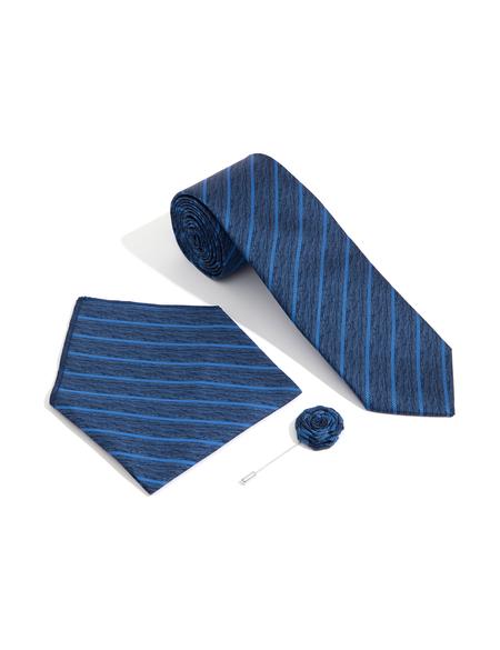 Lacivert 3'lü Kravat-Mendil-Kravat İğnesi Set - 50309592001