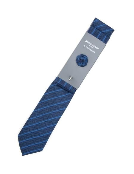 Lacivert 3'lü Kravat-Mendil-Kravat İğnesi Set - 50309592001