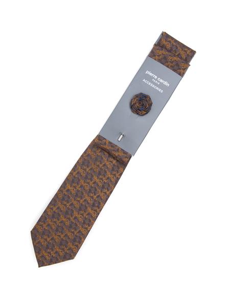 Turuncu 3'lü Kravat-Mendil-Kravat İğnesi Set - 50309610001