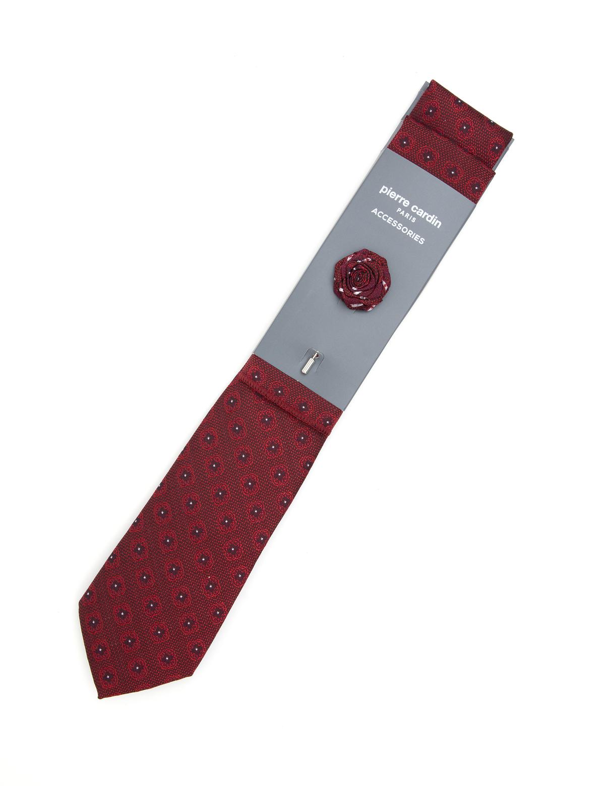 Bordo 3'lü Kravat-Mendil-Kravat İğnesi Set - 50309593001