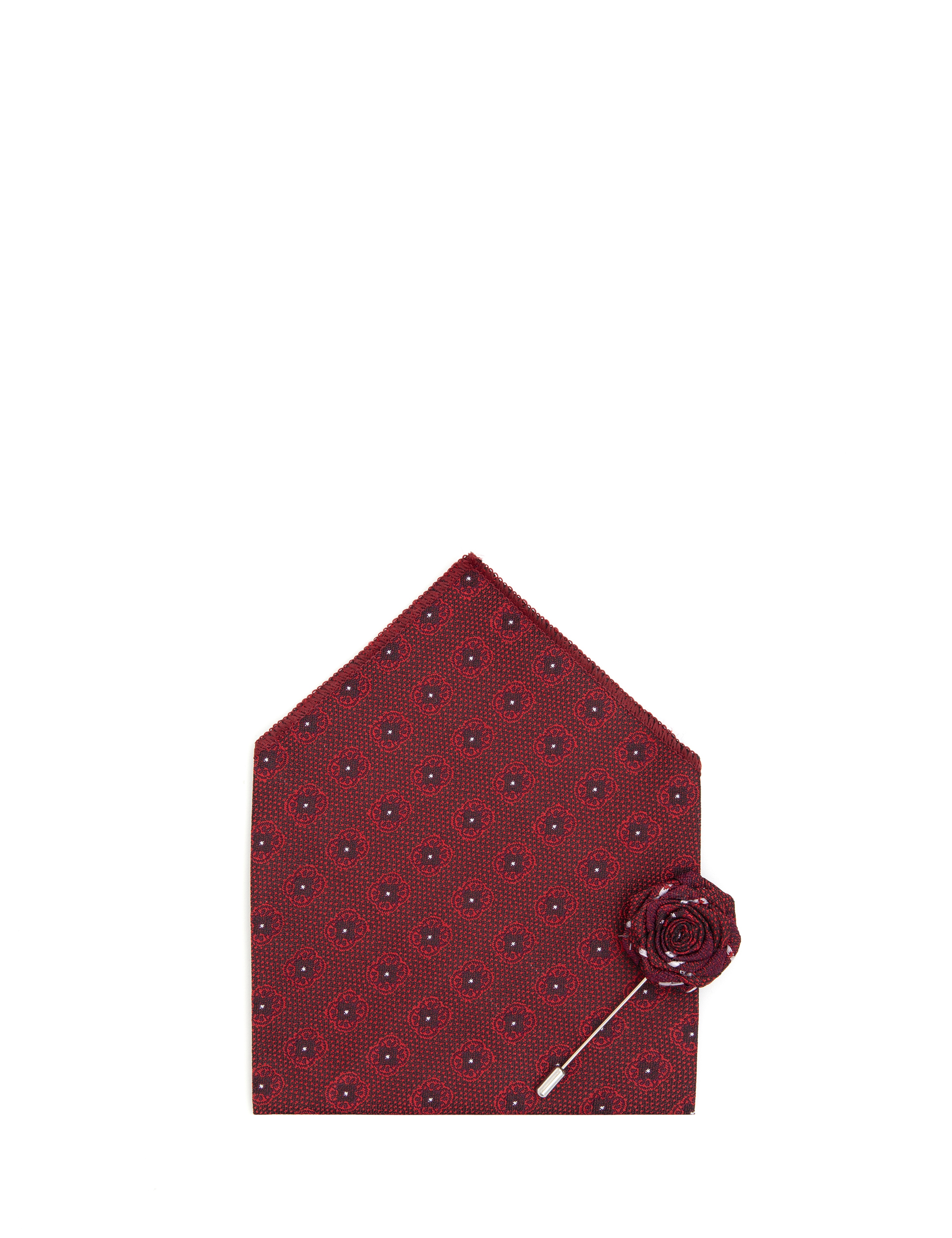 Bordo 3'lü Kravat-Mendil-Kravat İğnesi Set - Image 3